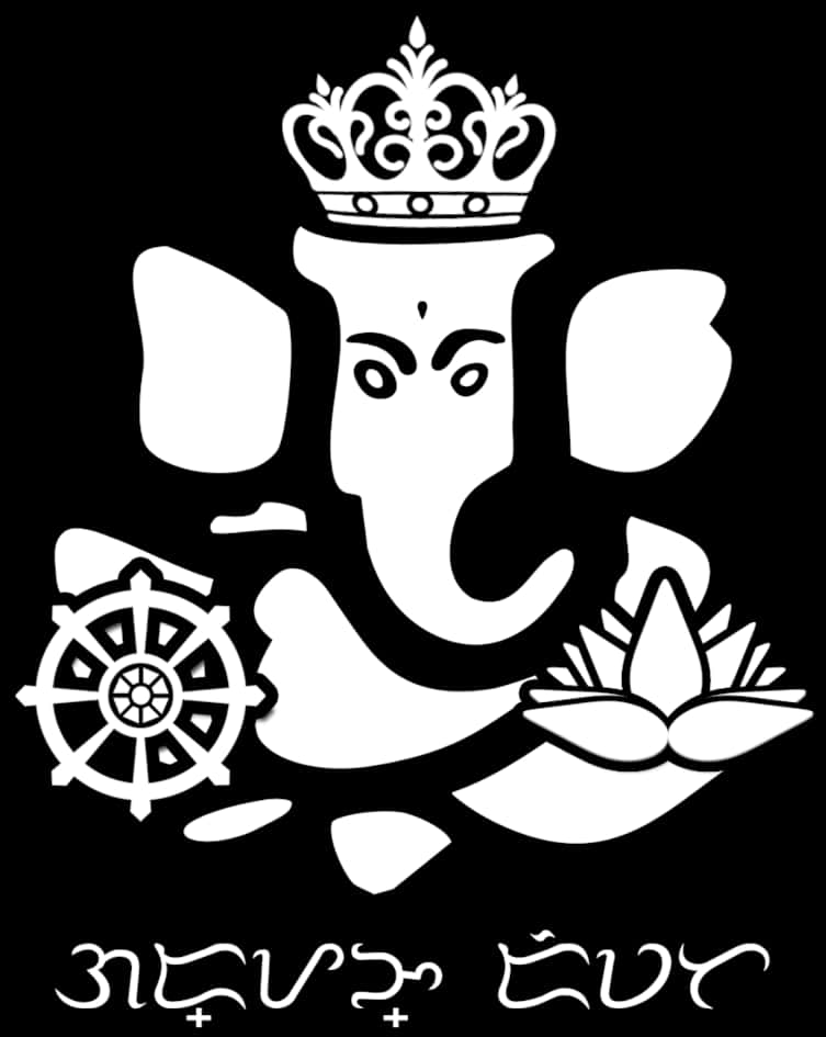 Lord Ganesh Blackand White Graphic PNG image