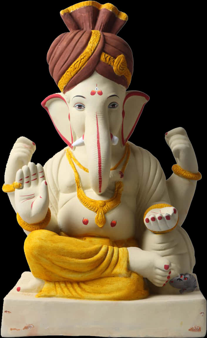 Lord Ganesh Statue Traditional Attire PNG image