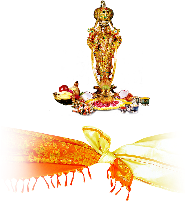 Lord_ Venkateswara_ Statue_and_ Offerings PNG image