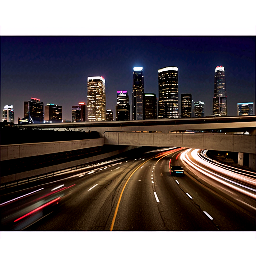 Los Angeles Skyline And Freeway Png Dbt44 PNG image