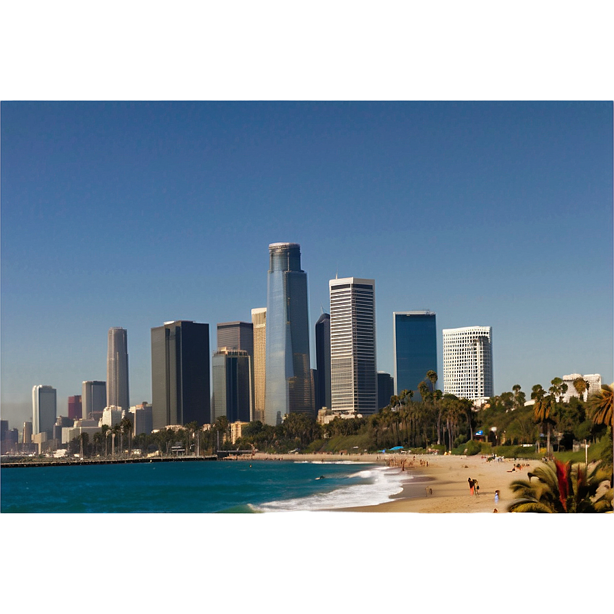 Los Angeles Skyline And Pacific Ocean Png Tfr22 PNG image