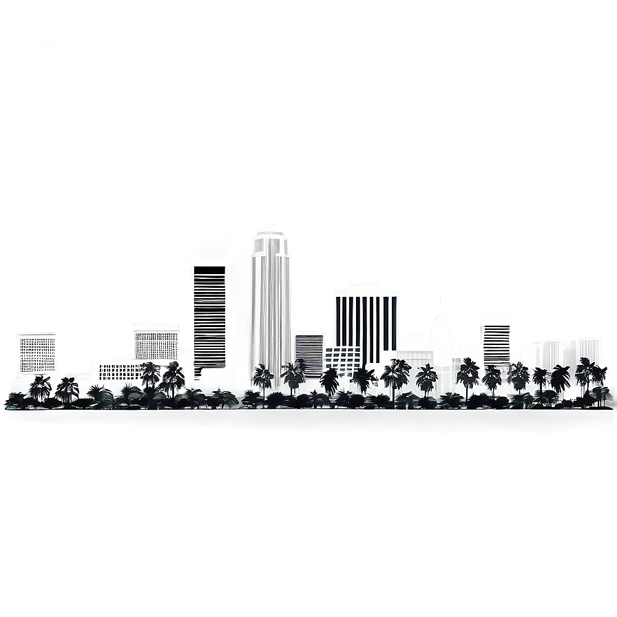 Los Angeles Skyline Black And White Png 49 PNG image