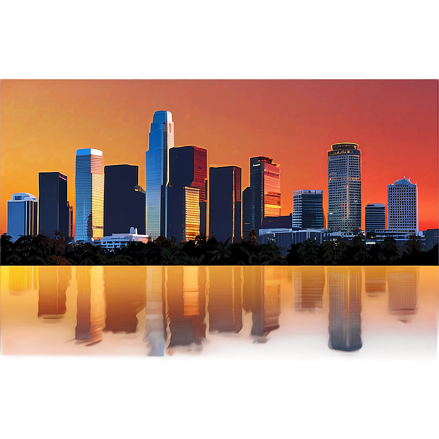 Los Angeles Skyline During Golden Hour Png 06252024 PNG image