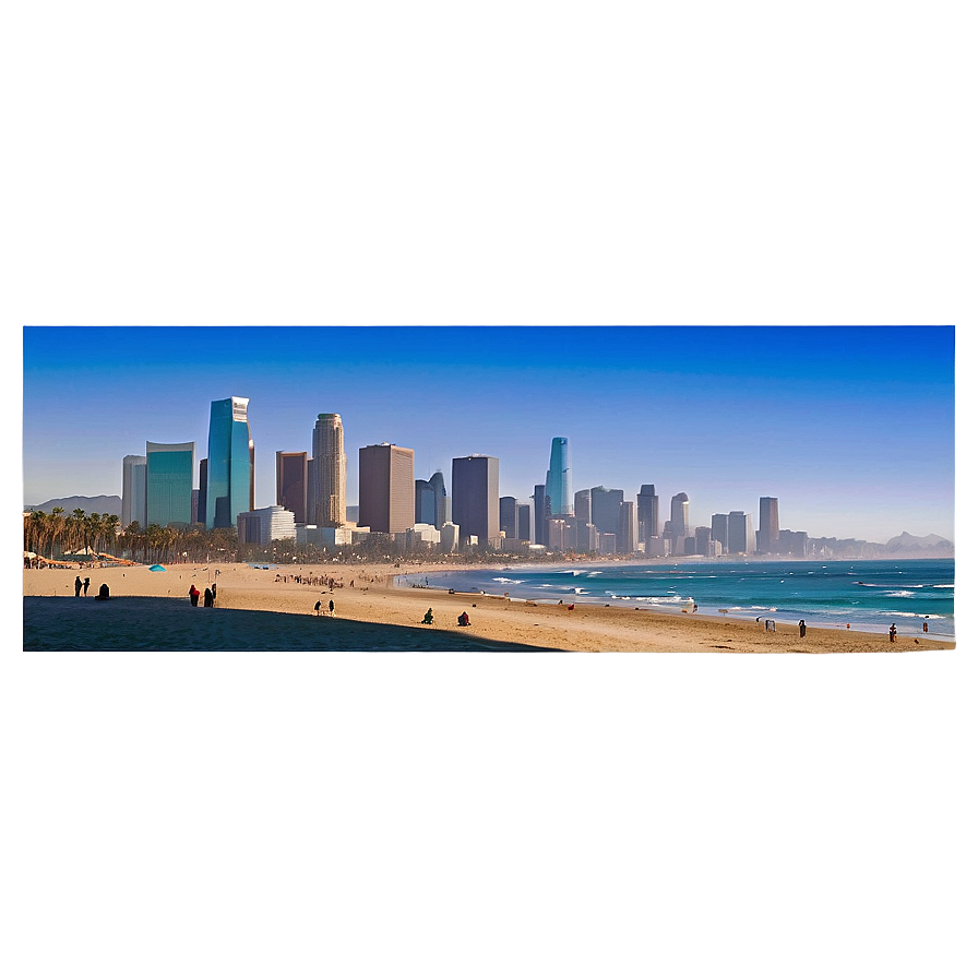 Los Angeles Skyline From Santa Monica Pier Png Qds58 PNG image