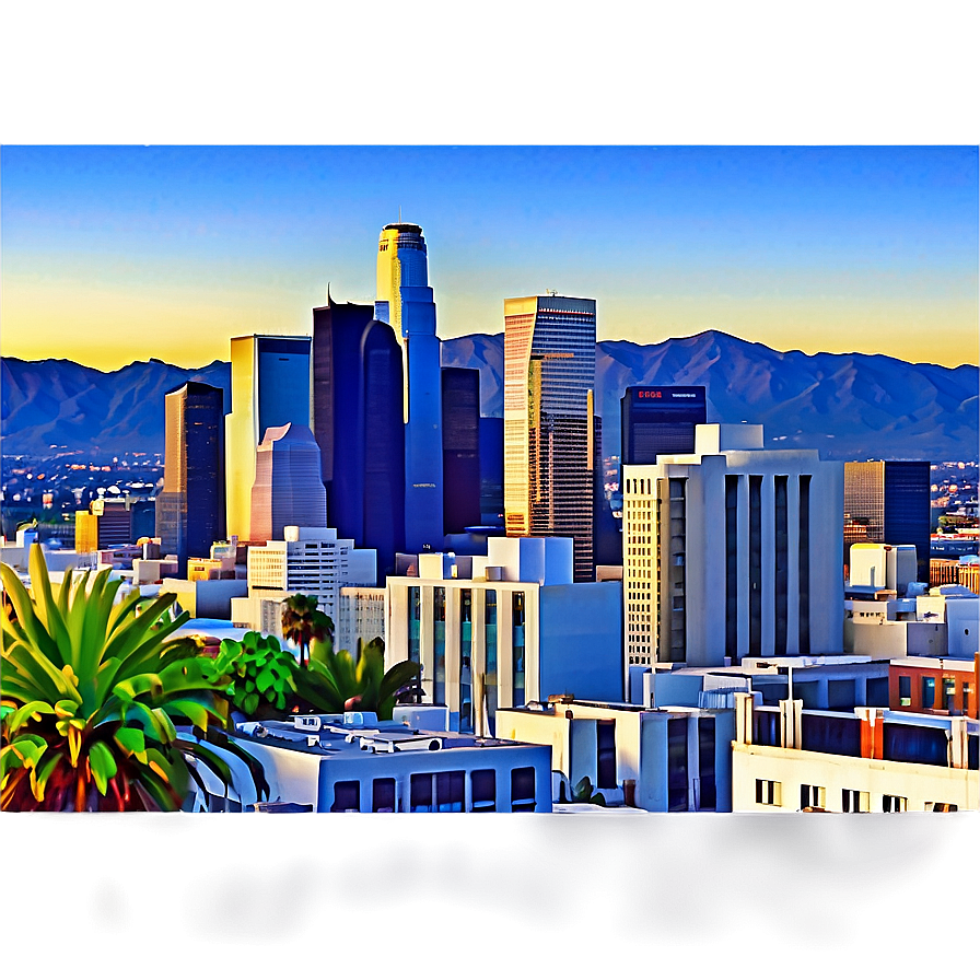 Los Angeles Skyline Rooftop View Png 30 PNG image