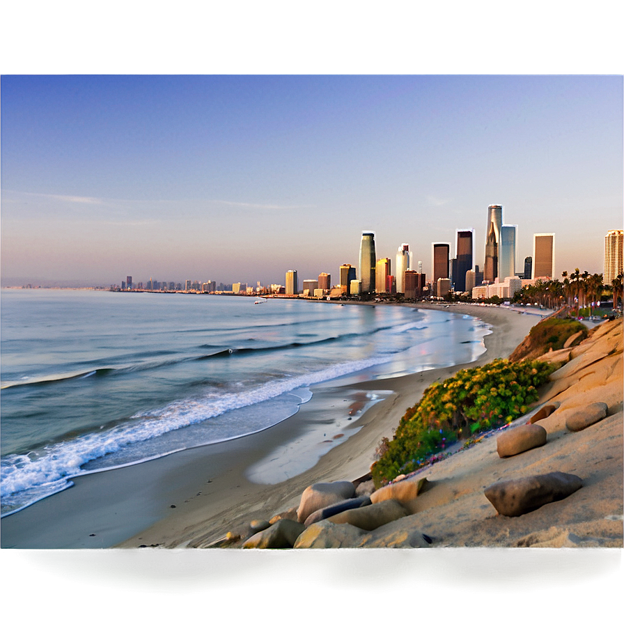 Los Angeles Skyline With Beach View Png Pdb PNG image