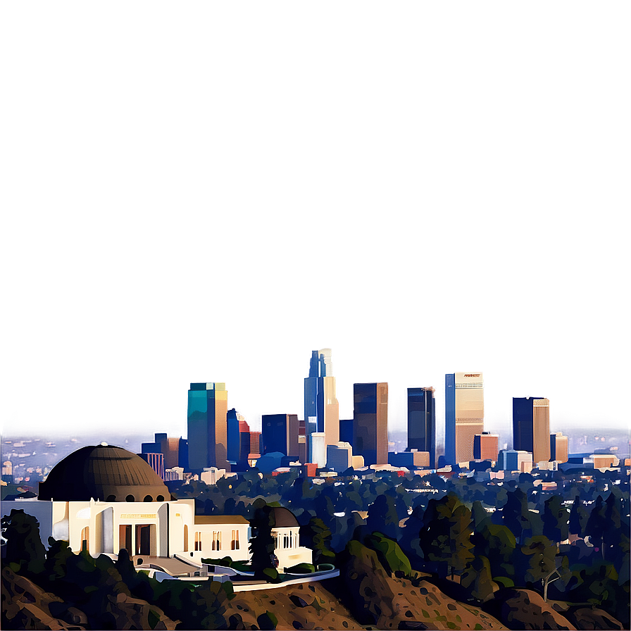 Los Angeles Skyline With Griffith Observatory Png 06252024 PNG image