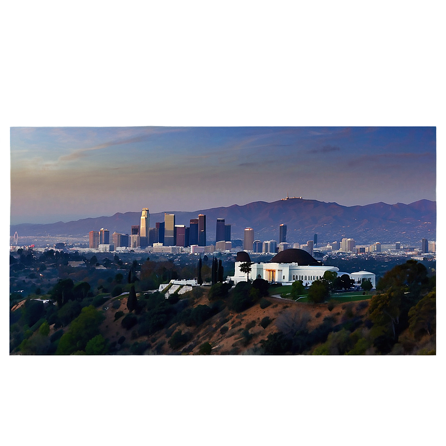 Los Angeles Skyline With Griffith Observatory Png 70 PNG image