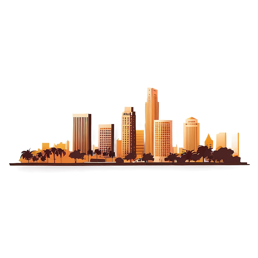 Los Angeles Skyline With Landmarks Png 6 PNG image