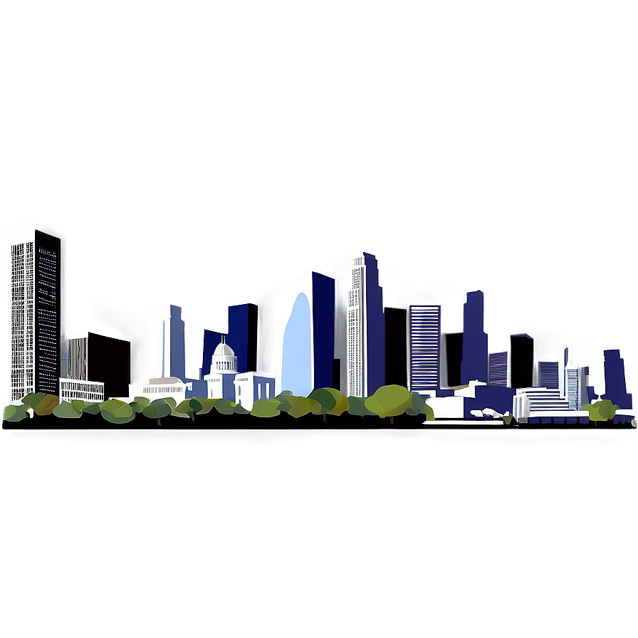 Los Angeles Skyline With Landmarks Png Ije23 PNG image