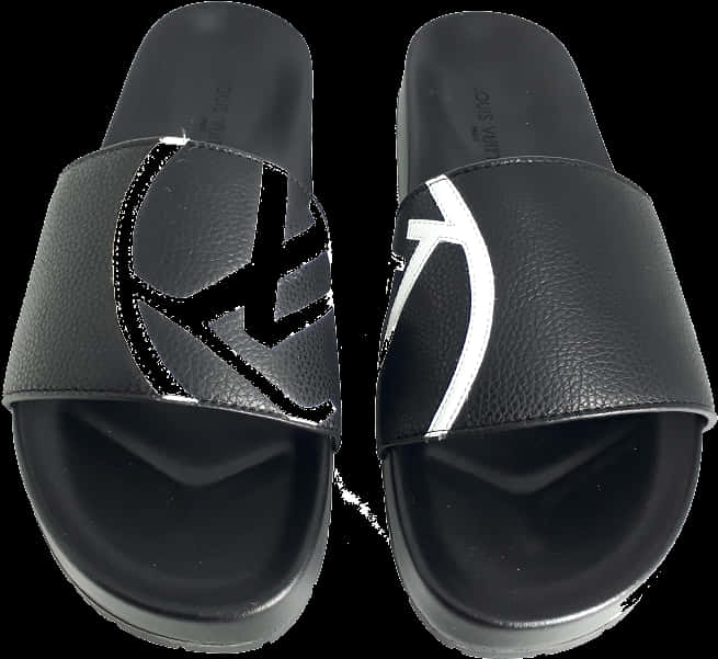 Louis Vuitton Black Slides PNG image