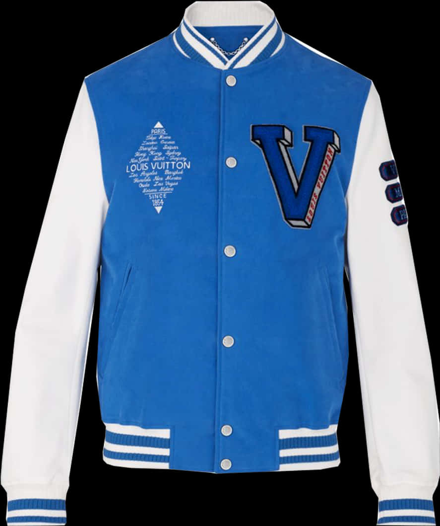 Louis Vuitton Blue Varsity Jacket PNG image
