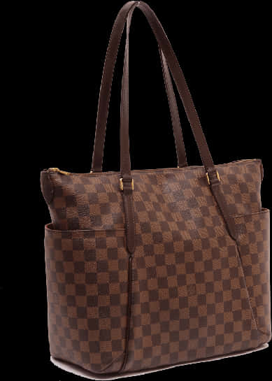 Louis Vuitton Classic Checkered Tote Bag PNG image