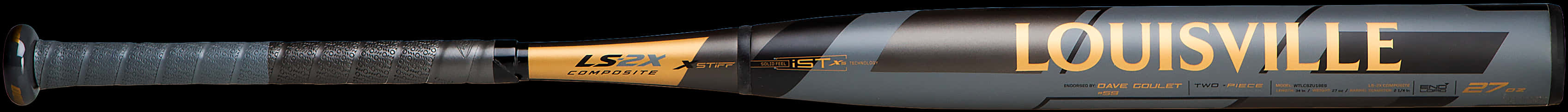 Louisville Softball Bat Blackand Gold PNG image