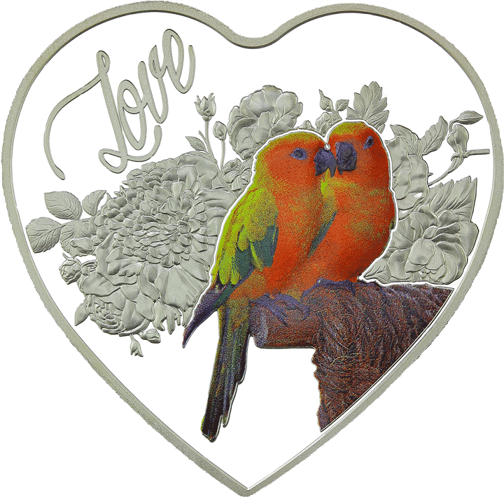 Love Birds Heart Shaped Frame PNG image