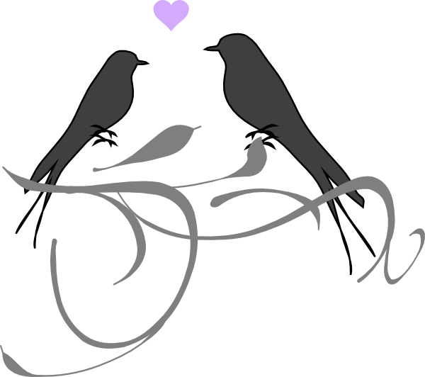 Love Birds Silhouettewith Heart PNG image