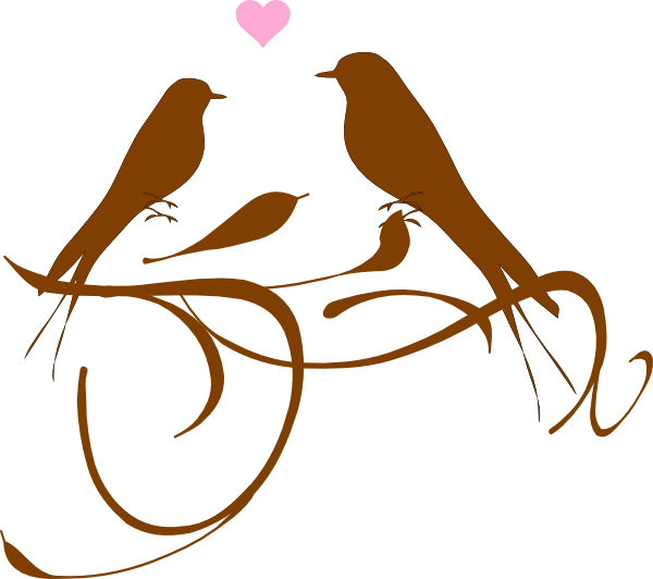 Love Birds Silhouettewith Heart PNG image