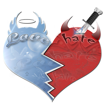 Love Hate Divided Heart PNG image