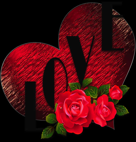 Love Heartand Roses Artwork PNG image