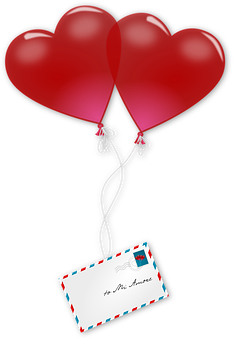 Love Hearts Balloons Invitation PNG image