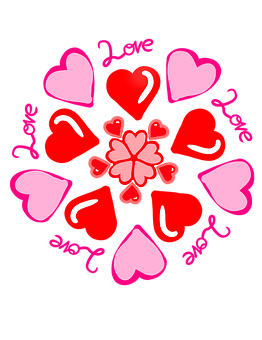 Love Hearts Pattern Graphic PNG image