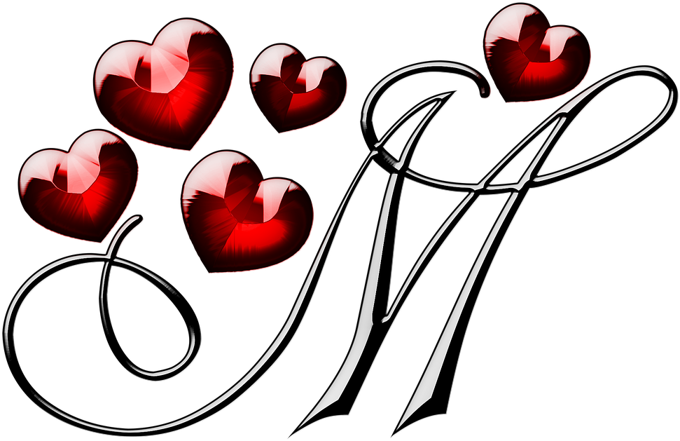 Love Letter M Hearts Design PNG image