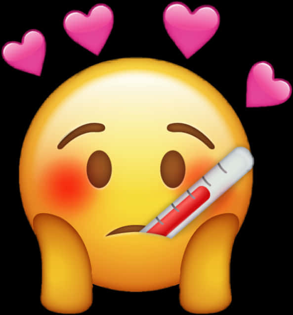 Love Sick Emojiwith Thermometer PNG image