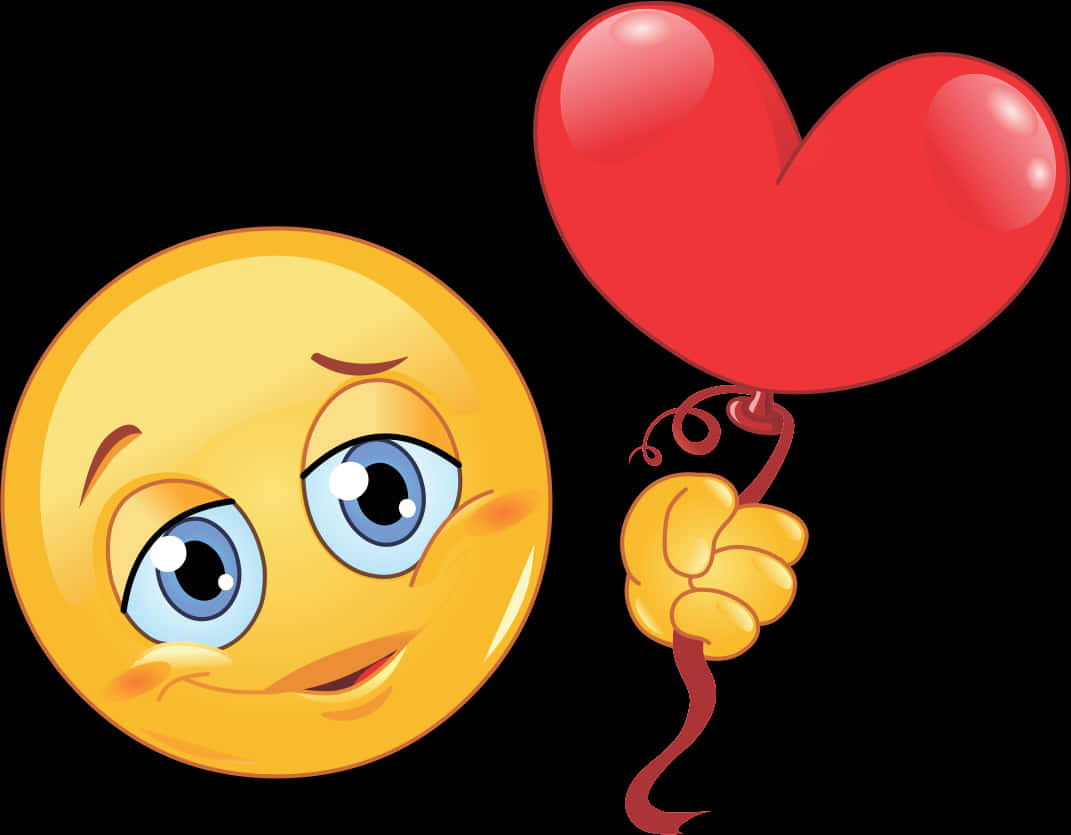 Love Struck Emoji Holding Heart Balloon PNG image