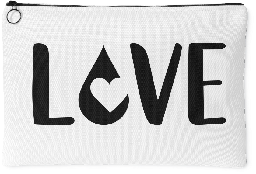 Love Text Oil Drop Design Pouch PNG image