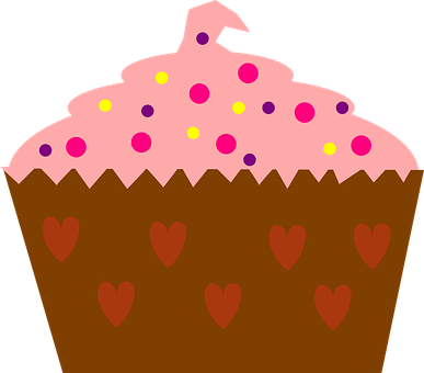 Love Themed Cupcake Illustration PNG image