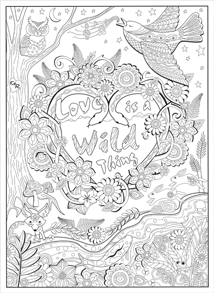 Love Wild Things Coloring Page PNG image