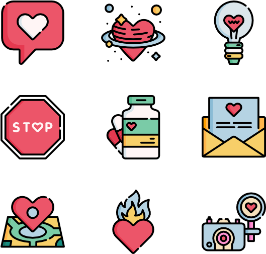 Loveand Relationship Icons Set PNG image