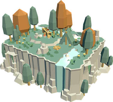 Low Poly_ Camping_ Island_ Scene PNG image