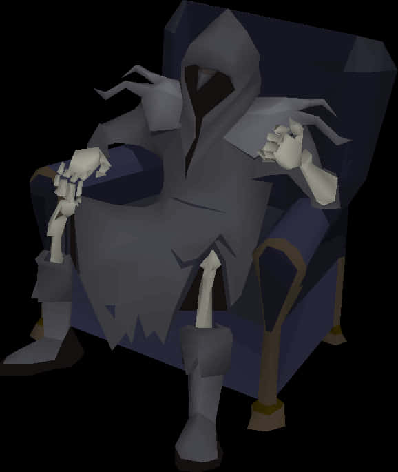 Low Poly Grim Reaper Seated PNG image