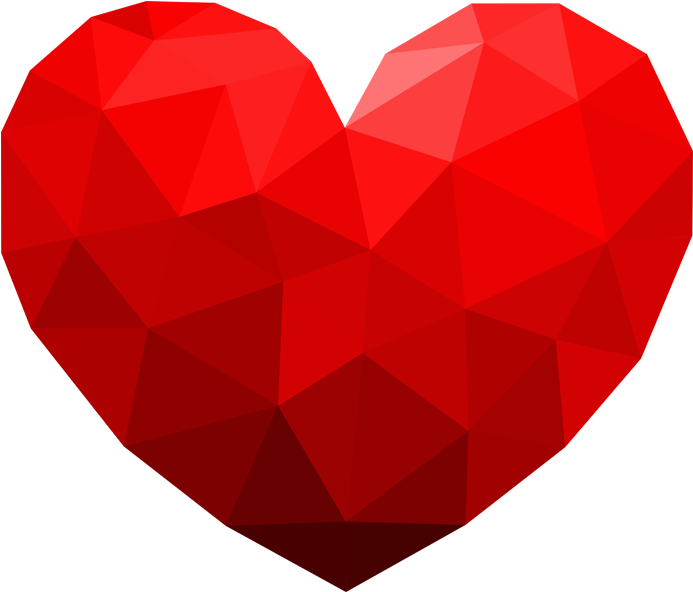Low Poly Red Heart Graphic PNG image