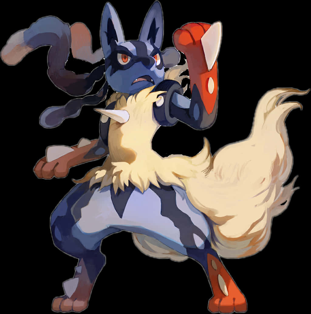 Lucario Pokemon Fighting Stance PNG image