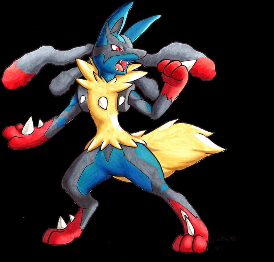 Lucario Power Stance Artwork PNG image