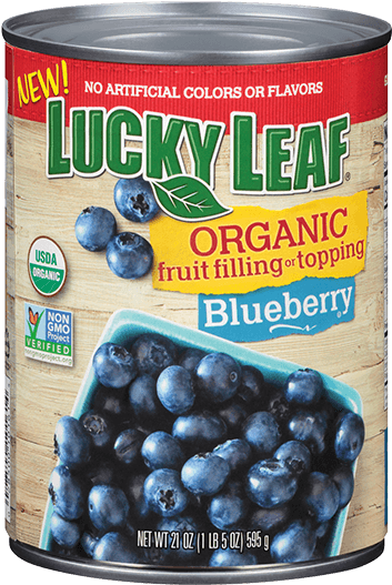 Lucky Leaf Organic Blueberry Filling Can PNG image
