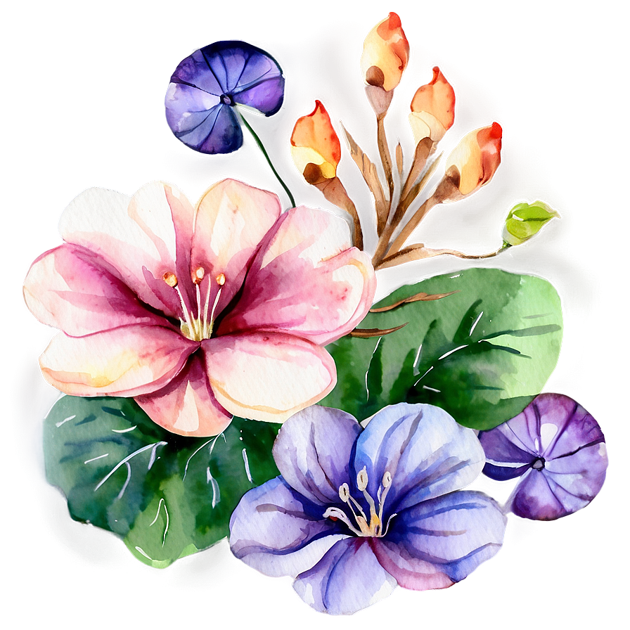 Lush Watercolor Flower Art Png Pig72 PNG image