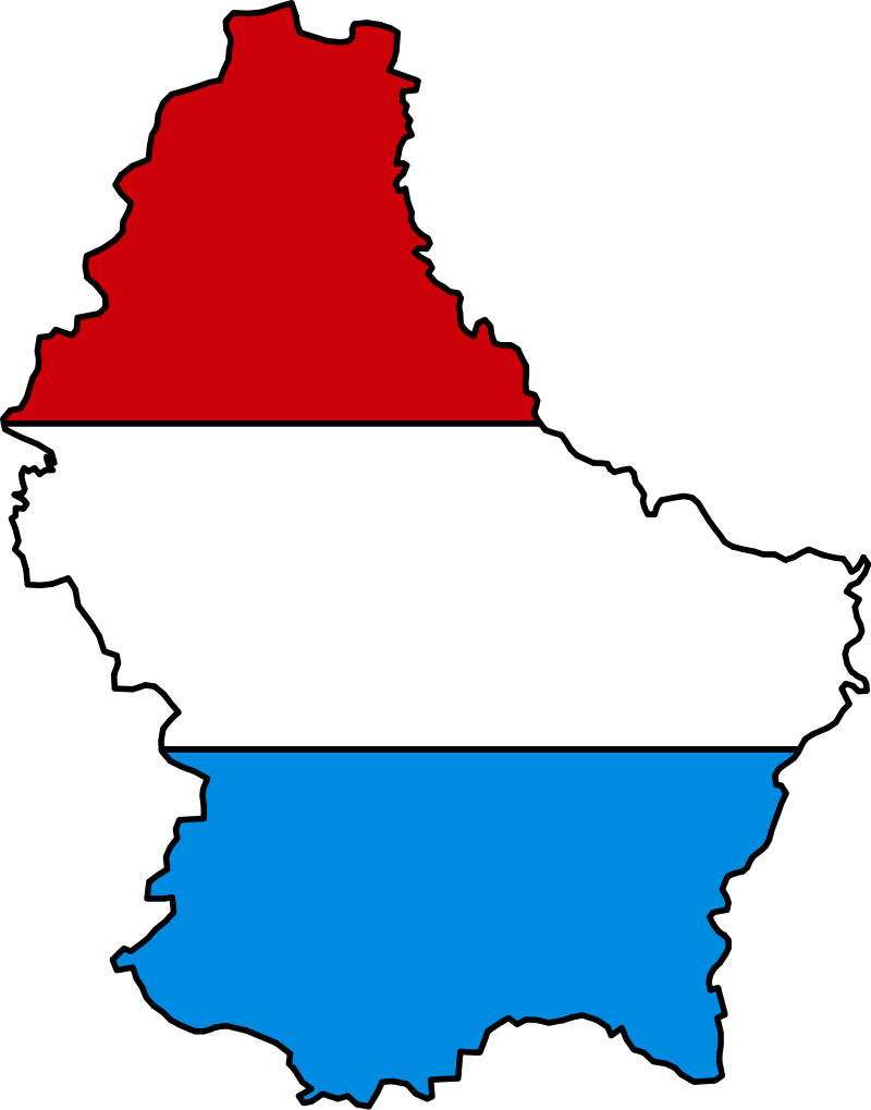 Luxembourg Map Outline Flag Colors PNG image