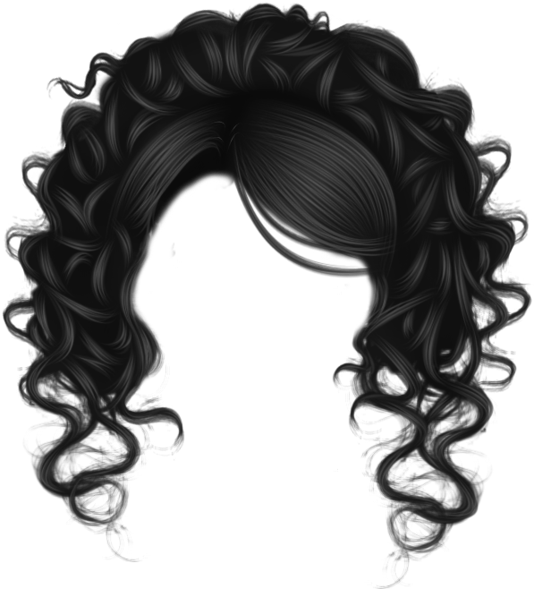 Luxurious Black Curly Hair Texture PNG image