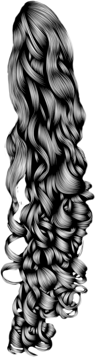 Luxurious Curly Hair Illustration PNG image