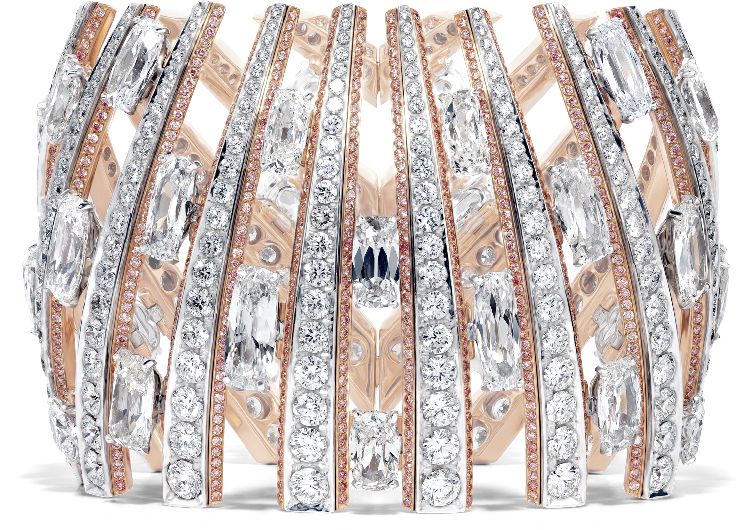 Luxurious Diamond Rose Gold Bangle PNG image