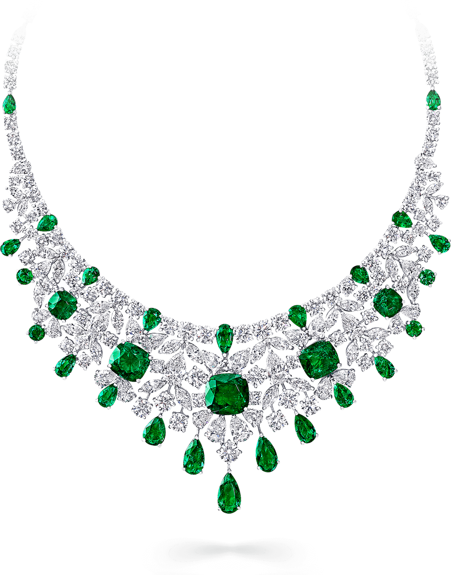 Luxurious Emerald Diamond Necklace PNG image