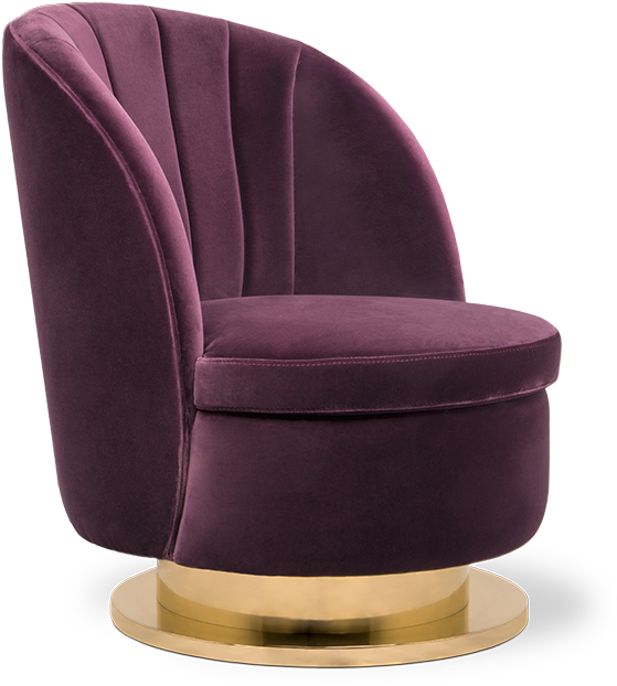 Luxurious Purple Velvet Chair PNG image