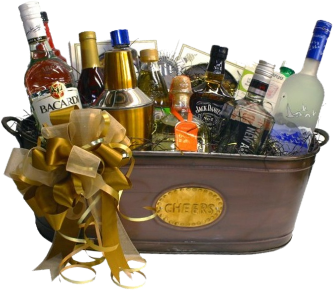 Luxury Alcohol Gift Basket PNG image