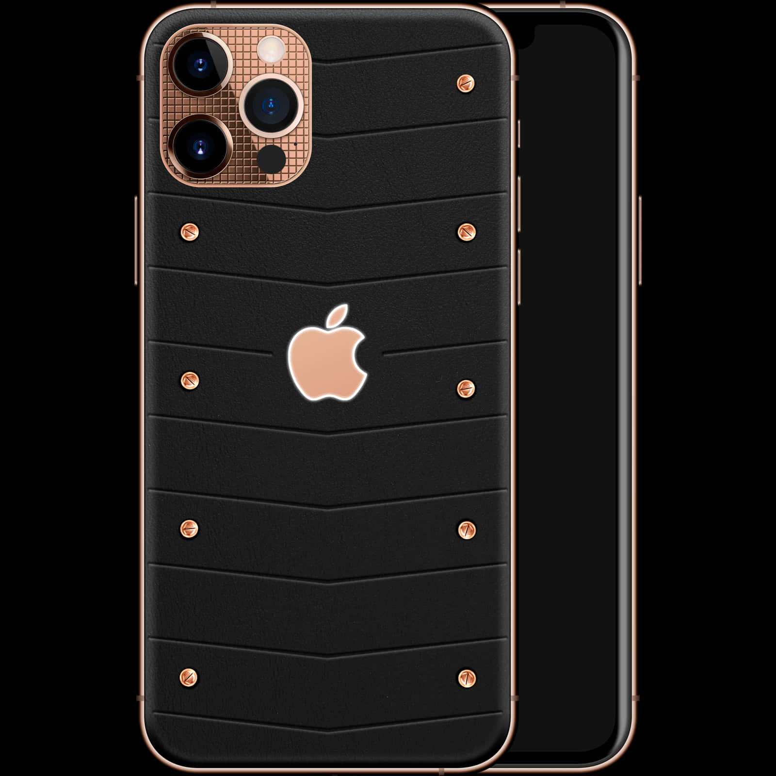 Luxury Black Goldi Phone12 Design PNG image