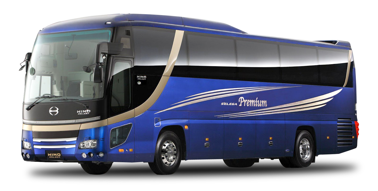 Luxury Coach Bus Blue Side View PNG image