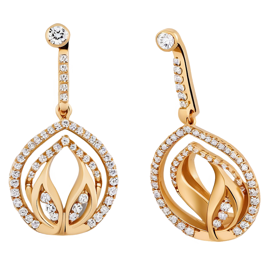 Luxury Gold And Diamond Earrings Png 06262024 PNG image