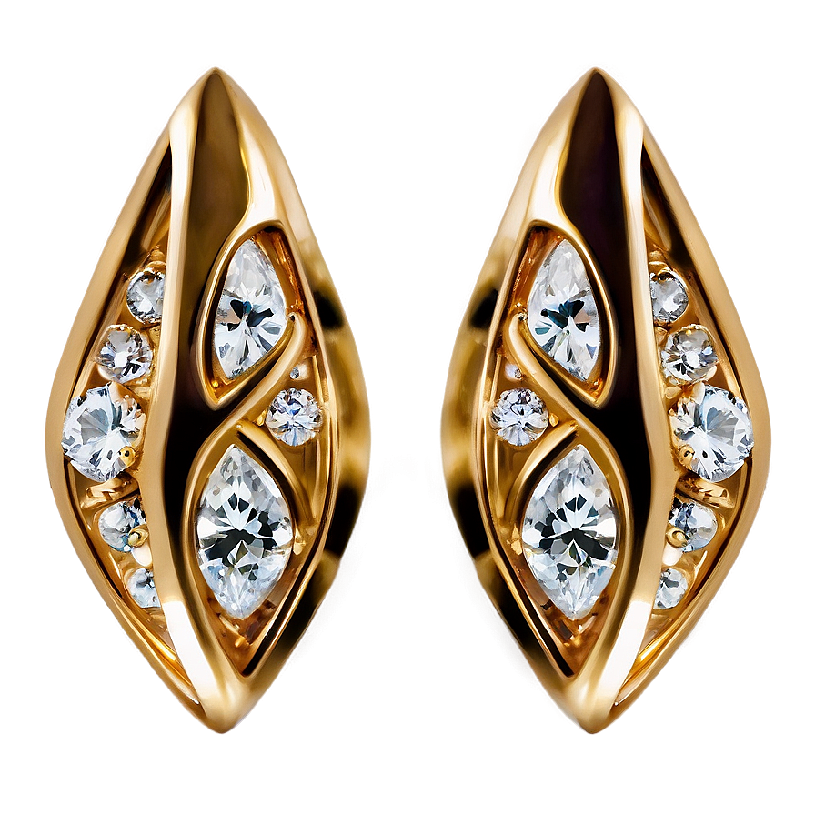 Luxury Gold And Diamond Earrings Png 06262024 PNG image